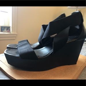 Calvin Klein Black Fabric Umika Wedges